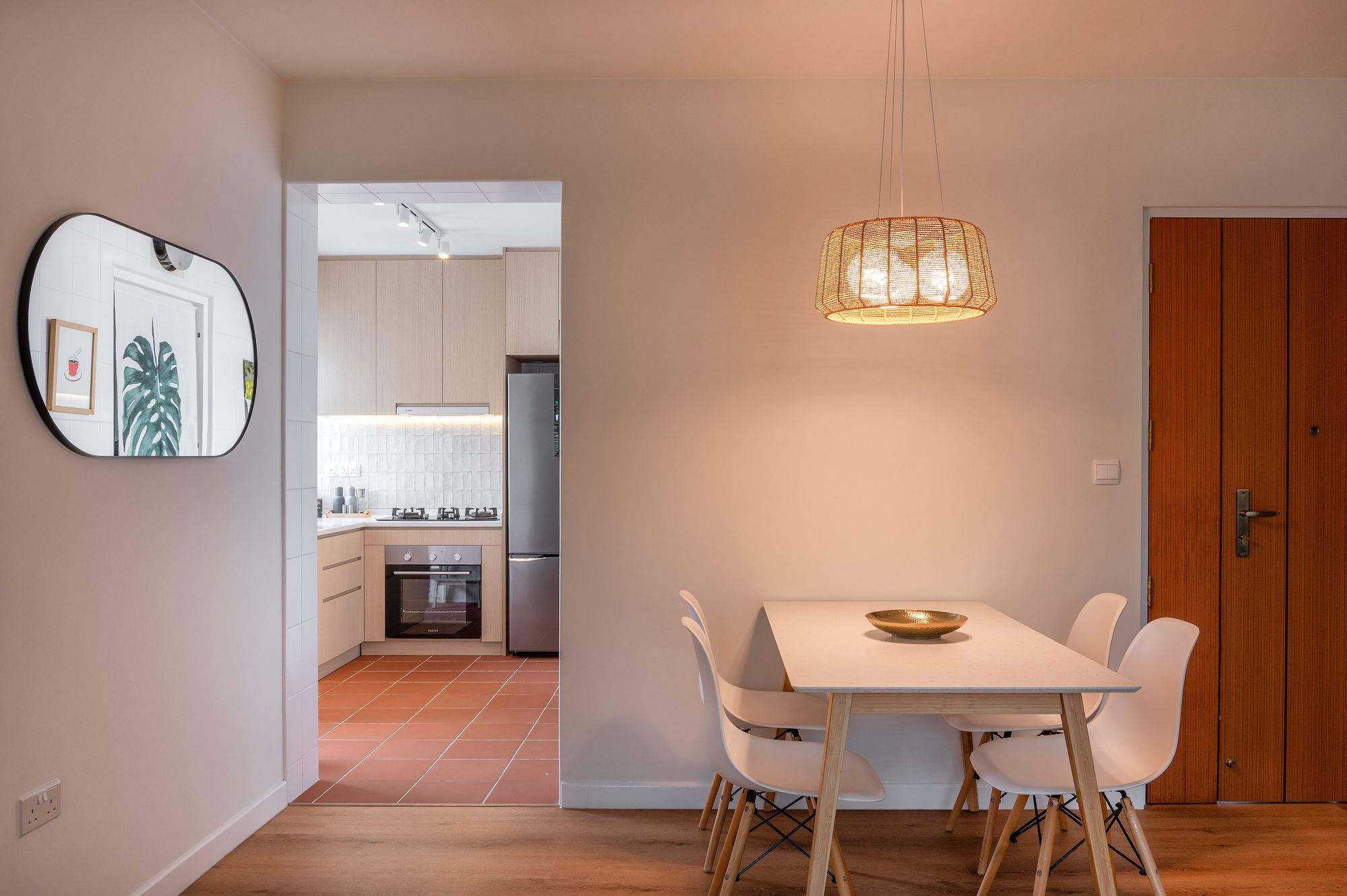 Mirrors in the dining room.