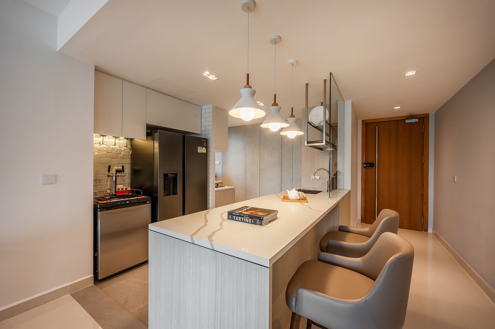 Kitchen island with a beer tap in a HDB