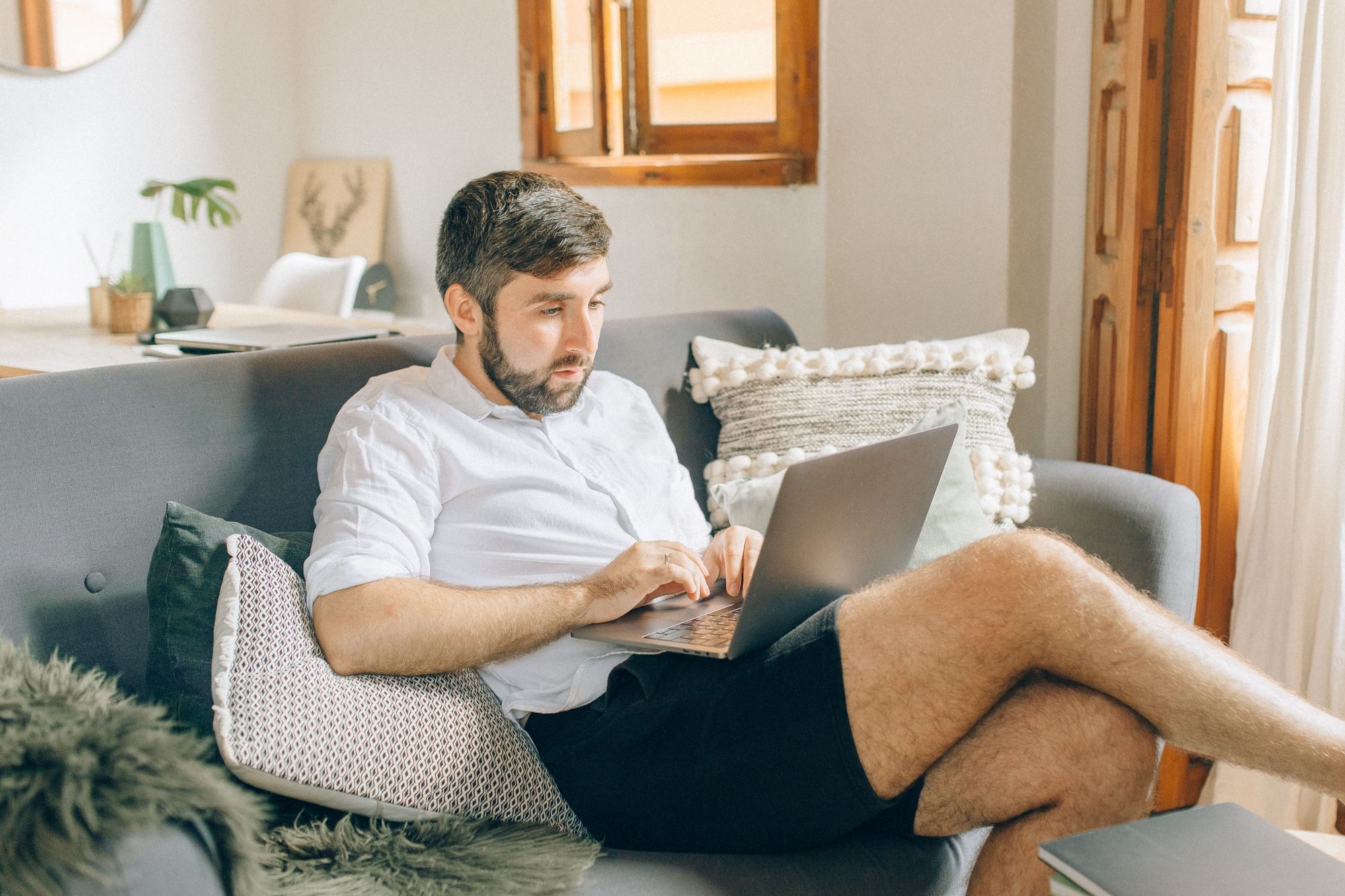 Working in the living room